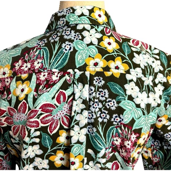 Talbots Womens Floral Mirrored Garden Cotton Button Front Long Sleeves  S - Picture 7 of 10